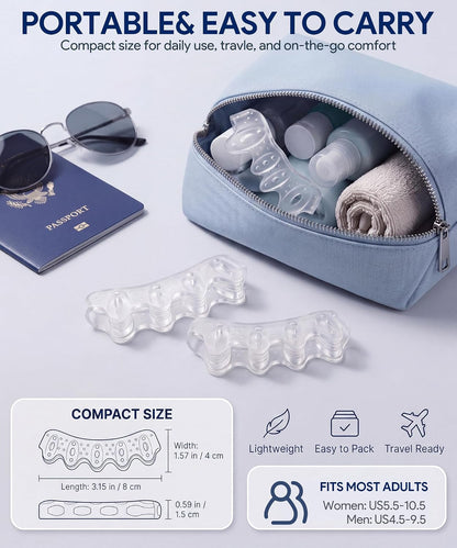 Soft Toe Spacers for Women and Men, Silicone Toe Separators with Breathable Airflow Channels, Washable Reusable Design for Daily Use, Stretching and Comfort, 1 Pair