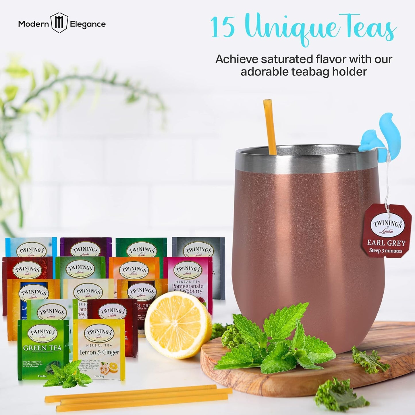 Modern Elegance Tea Tumbler Gift Set for Women, Teal