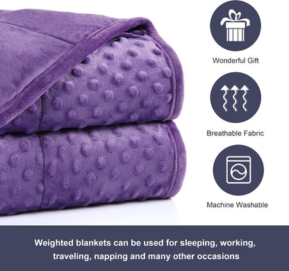 Alomidds Weighted Lap Blanket 7lbs, Cozy Luxury Breathable Weighted Blanket for Adults, Weighted Lap Pad for Travel, Relaxation, Sleeping, Purple, 29" x 24"