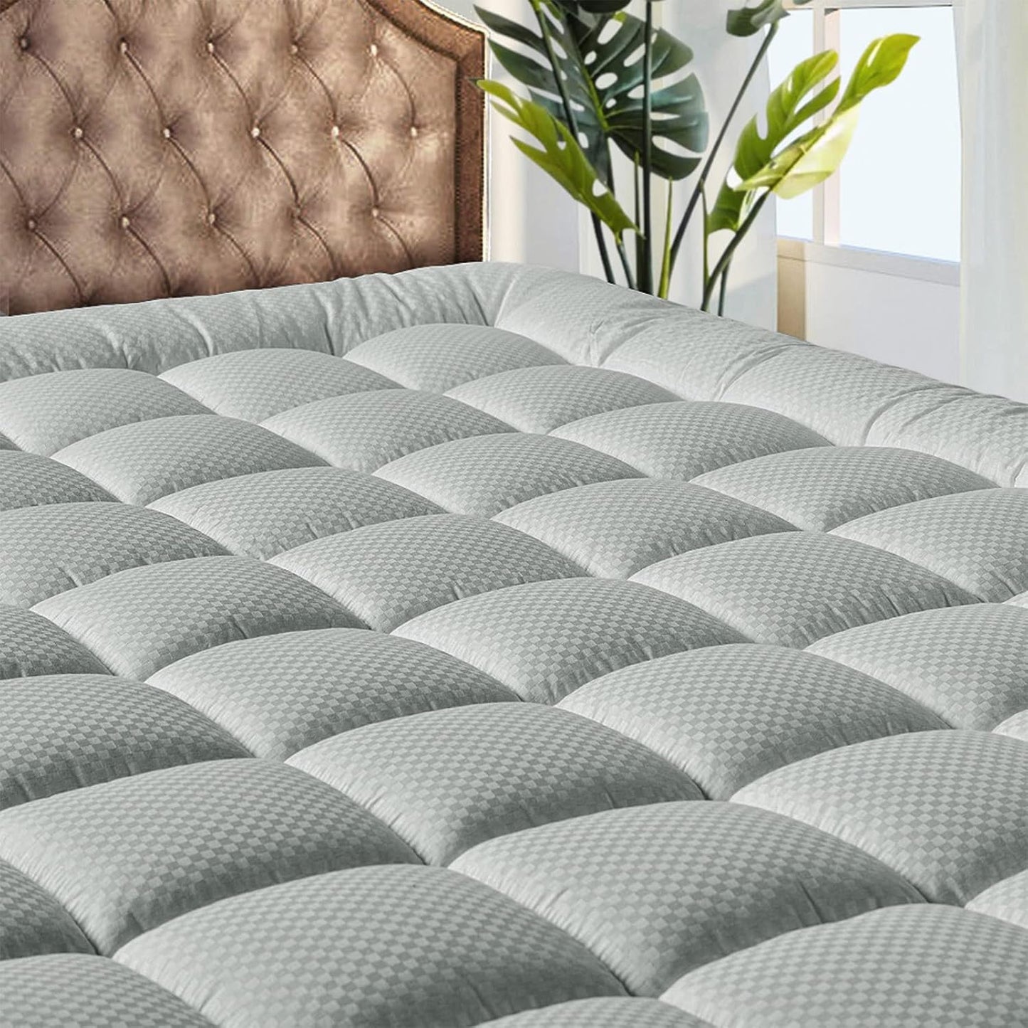MATBEBY Queen Size Mattress Pad - Cooling Breathable Mattress Topper, Quilted Fitted Mattress Protector, Pillow Top Mattress Cover with 8-21" Deep Pocket, Soft, Machine Washable, White, 60x80 Inches