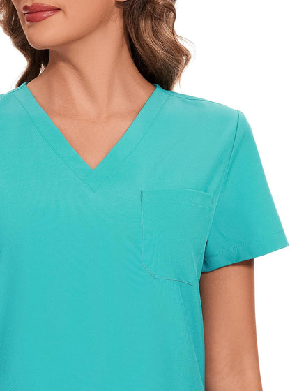 COZYFIT Scrubs for Women Set - Stretch V-Neck Scrub Top & Jogger Pant with 8 Pockets COZY SCRUBS - Colors C