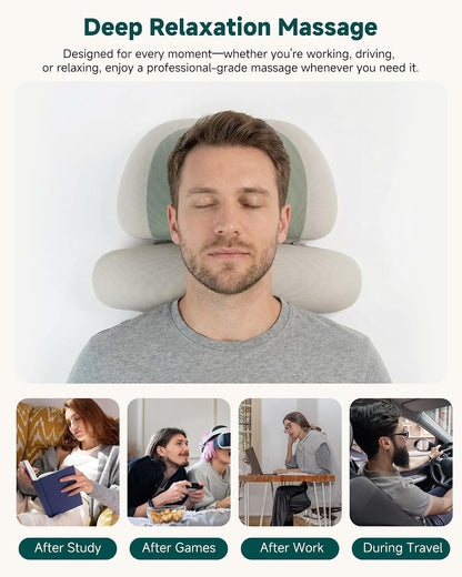 Snailax Cordless Neck Massager Pillow with Heat, Air Compression Stretcher