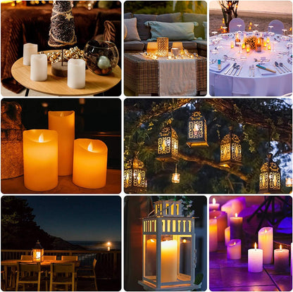 YOROXRG Set of 24 Waterproof Outdoor Flameless Candles, LED Candles with 4 Remote and Timer,(H 4" 5" 6" x D 2.2"),for Christmas,Halloween,Wedding,Festival