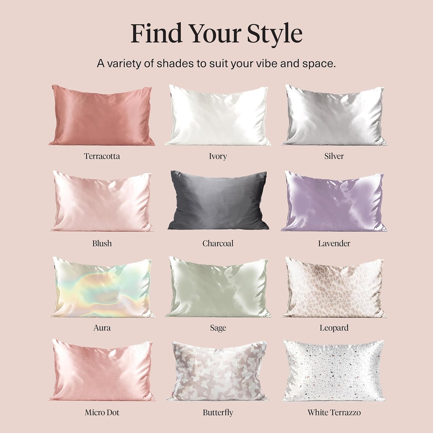 Kitsch Satin Pillowcase with Zipper for Hair & Skin - Softer Than Silk Pillow Cases, Smooth Cooling Satin Pillow Case, Wrinkle-Free, Machine Washable - Pillow Cases Standard Size (19x26) - Blush