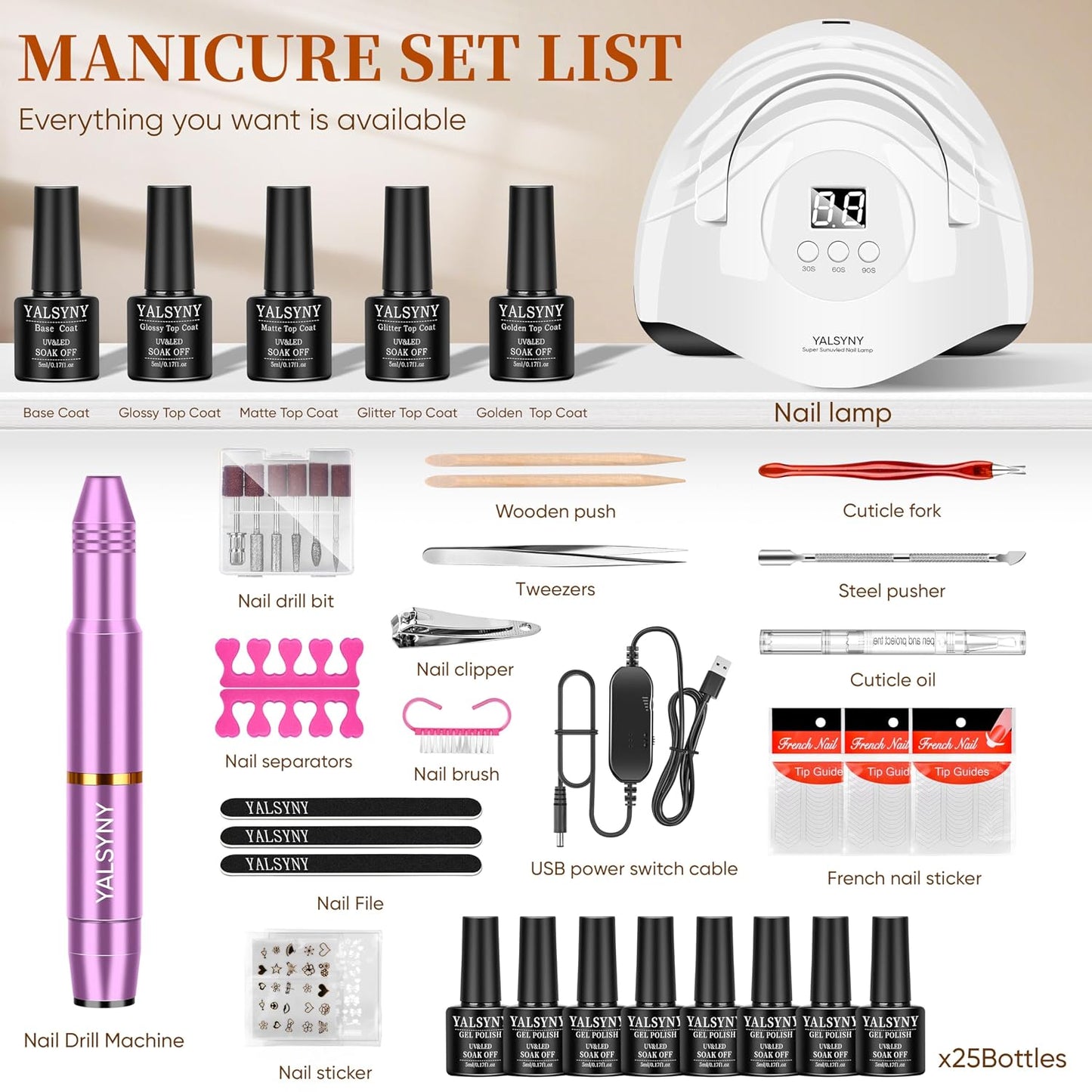 NAIL POLISH KIT with U V Lamp and Drill Starter Kit 36 Colors Gel Nail Polish Nail Art Gel Manicure Kit