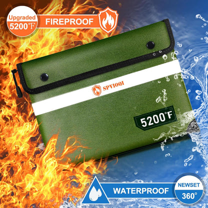Upgraded 5200°F Fireproof Document Bag with Heat Insulated, Water Fire Proof Bags with Zipper,8 Layers of Functional Materials and Reflective Strip, Fireproof Money Bag for Cash/Documents/Valuables