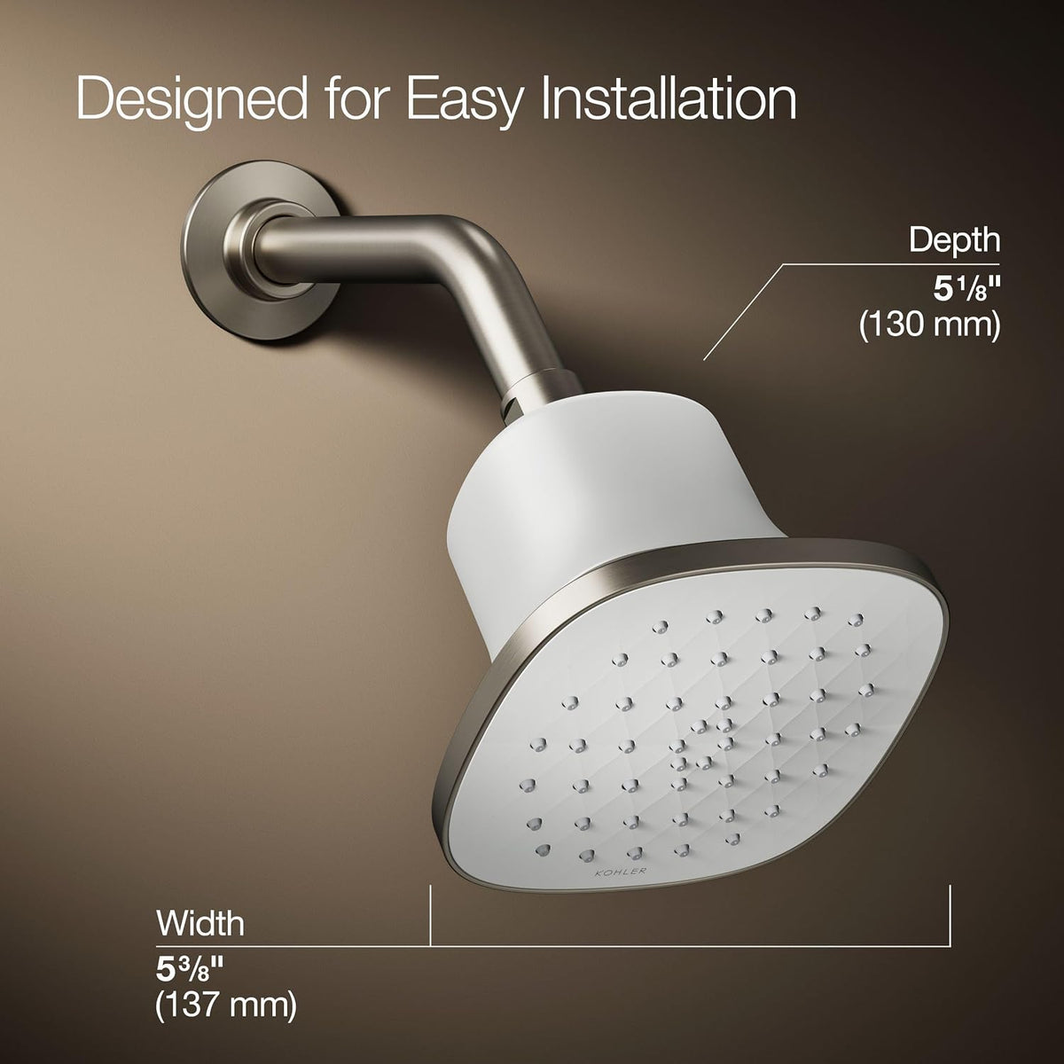 KOHLER 33631-Y-BN Cinq Round Single-Function Filtered Showerhead, Five-Layer Filtration, 2.5 GPM, Full Coverage Spray, Premium Durable Material, Vibrant Brushed Nickel