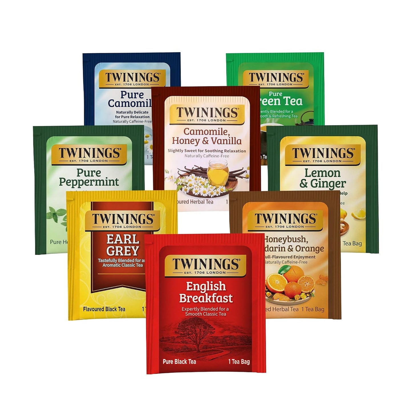 Twinings 48 Tea Bags Herbal Variety Pack – 12 Herbal Flavors, Caffeine-Free, Individually Wrapped, Perfect Tea for Any Occasion
