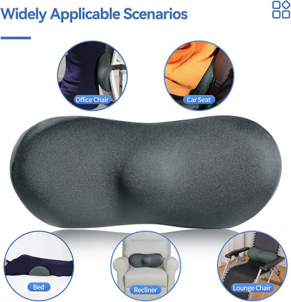 Lumbar Support Pillow for Car with Dual-Grip Stability System - Advanced Adaptive Memory Foam Back Pillow for Lower Back Pain Relief, Ergonomic Driving Seat & Office Chair Cushion, Black