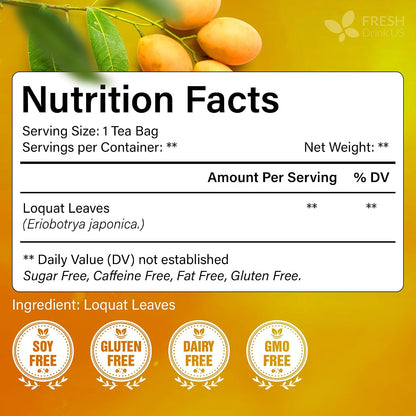FreshDrinkUS, Premium Loquat Leaf Tea, 40 Count, Pure, Caffeine Free