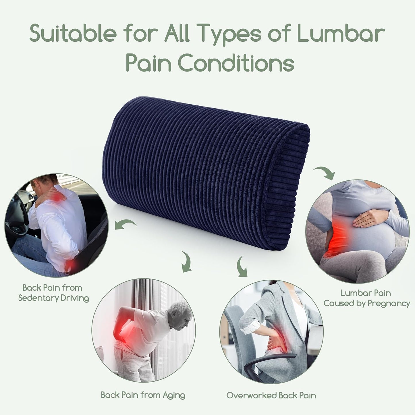 HIGOGOGO Lumbar Support Pillow for Recliner Chair/Accent Chair/Couch, Memory Foam Back Support Cushion for Elderly, Recliner Cushions for Back Rest, Pain Relief, Reading, Washable Cover, Dark Grey