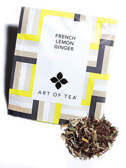 Art of Tea Organic French Lemon Ginger 1.5oz Loose Leaf Tea Tin, Caffeine Free Herbal Tea, Organic Rooibos & Lemongrass Ginger Tea, Premium Loose Leaf Herbal Tea for Relaxation & Digestion