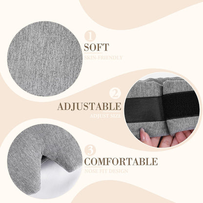 FRESHME Weighted Eye Mask for Sleeping - Gray Blackout (0.7lb/11oz) Cotton Heavy Weighted Eye Pillow for Men Women, Oversize Large Soft Sleep Face Eyes Cover with Nose Pad for Sidesleeper