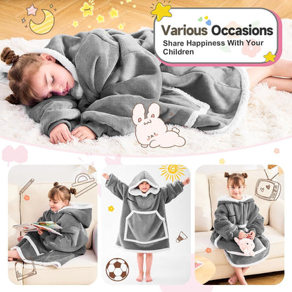 IFNOW Wearable Blanket Hoodie, Oversized Sherpa Fleece Hooded Blanket Sweatshirt with Eye Mask and Pocket, Comfy Long Flannel Blanket for Adults Men,Gifts for Women Mom Girlfriend,MoonFace
