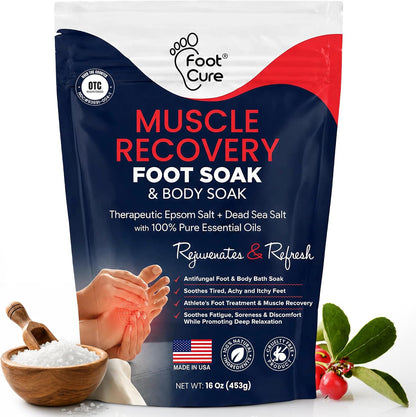 FOOT CURE Tea Tree Oil Foot Soak with Epsom Salt - Best Toenail Fungus Treatment, Athletes Foot & Softens Calluses - Soothes Sore & Tired Feet, Fungal Toe, Foot Odor Scent, Spa Pedicure (Pack of 2)
