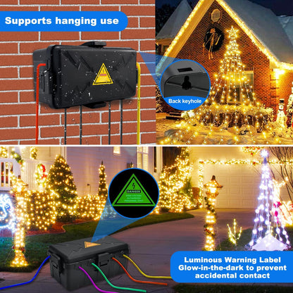 Hrensaw Large Outdoor Electrical Box Waterproof(12.5x8.5x5inch),IP54 Waterproof Outdoor Outlet Covers,Weatherproof Extension Cord Covers Protect Outlet,Plug,Timer,Power Strip,Holiday Light,Black