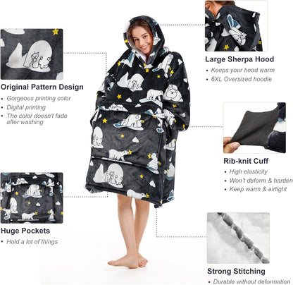 Narecte Cozy Oversized Blanket Hoodie Wearable Blanket Adults Soft Hooded Blanket Hoodie Birthday Gifts for Women Christmas - Colors A