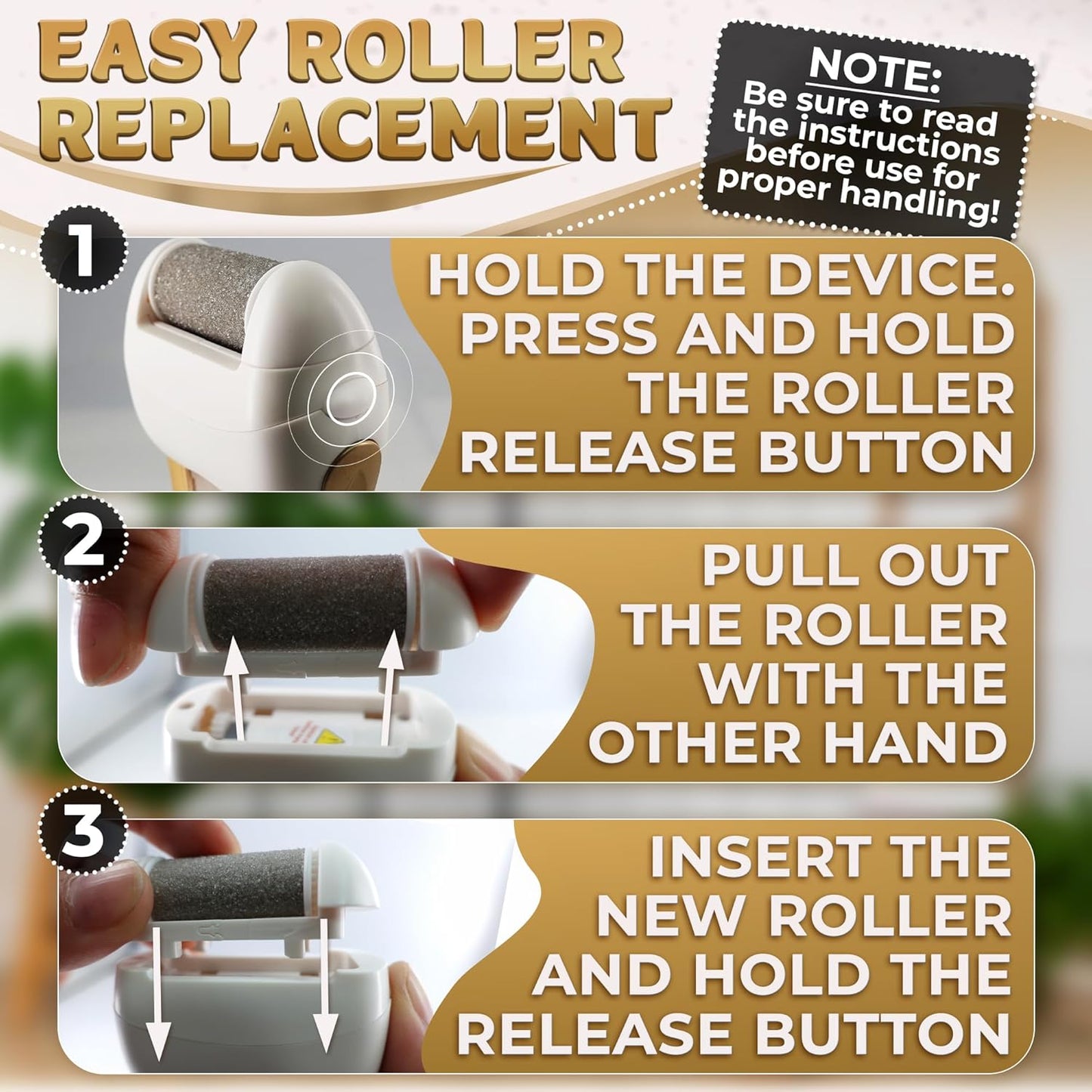 Electric Foot Callus Remover Tool for Dead Skin & Cracked Heels – Battery-Operated Foot Grinder with Replaceable Roller – Pedicure Tools for Feet & Toes – Smooth Feet at Home (Batteries Not Included)
