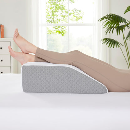 Premium Bed Wedge Pillow - Ergonomic Support for Sleeping, Post-Surgery, Acid Reflux Relief, and More - CertiPUR-US Certified Memory Foam - Removable Cover Included, Triangle, 24" x 22" x 7.5"