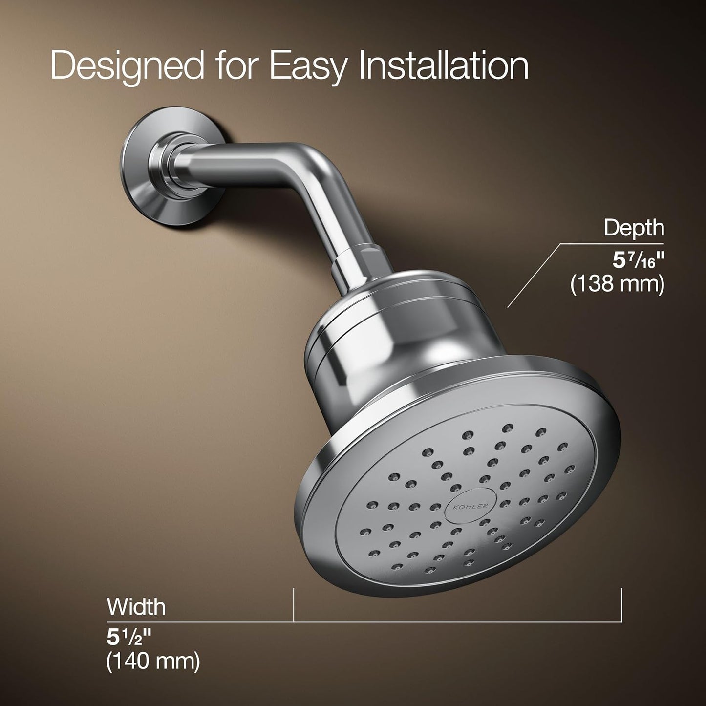 KOHLER 33631-Y-BN Cinq Round Single-Function Filtered Showerhead, Five-Layer Filtration, 2.5 GPM, Full Coverage Spray, Premium Durable Material, Vibrant Brushed Nickel