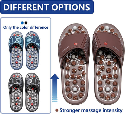 BYRIVER Acupressure Foot Massage Mat, Reflexology Tools, Spiky Ball Roller Therapy Sandals Shoes Slippers, Relief Muscle Fatigue, Sciatica, Heel, Lower Back Pain (03L)