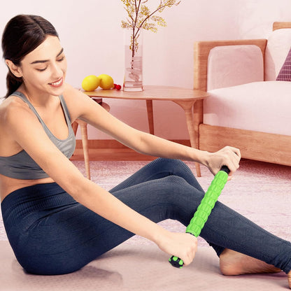 YANSYI Professional 9-Roller Deep Tissue Massage Stick - Portable Muscle Recovery Roller for Athletes, Relieves Post-Workout Soreness & Leg/Back Pain - Portable Physio Tool (Blue 1)