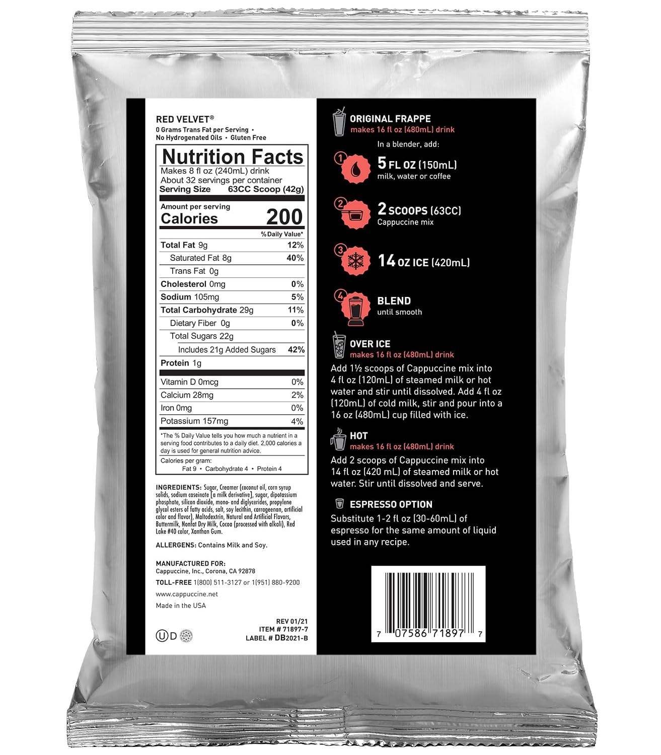 Cappuccine Sweetened Matcha Green Tea, 3 Pounds