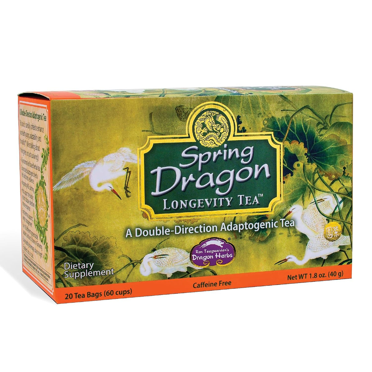 Dragon Herbs Spring Dragon Longevity Tea - Adaptogenic Gynostemma Leaf Herbal Tea Infused with Schizandra Berry, Goji Berry, Astragalus Root, Eleuthero Root, Luo Han Guo Fruit – Immune Support, Calming, Invigorating, Energy, Soothing, Digestion Support,