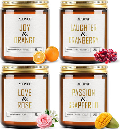 AOOVOO Scented Candles - 4PC Candle Set, 36 oz Soy Candles