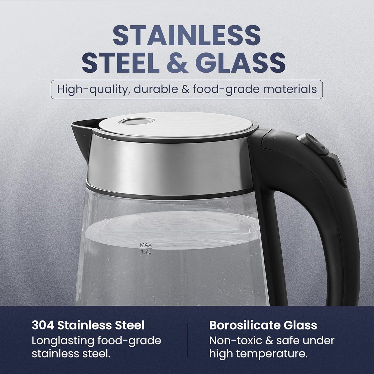 Elite Gourmet EKT5051 1.7L Electric Water Kettle, BPA-Free Fast Boil, Black