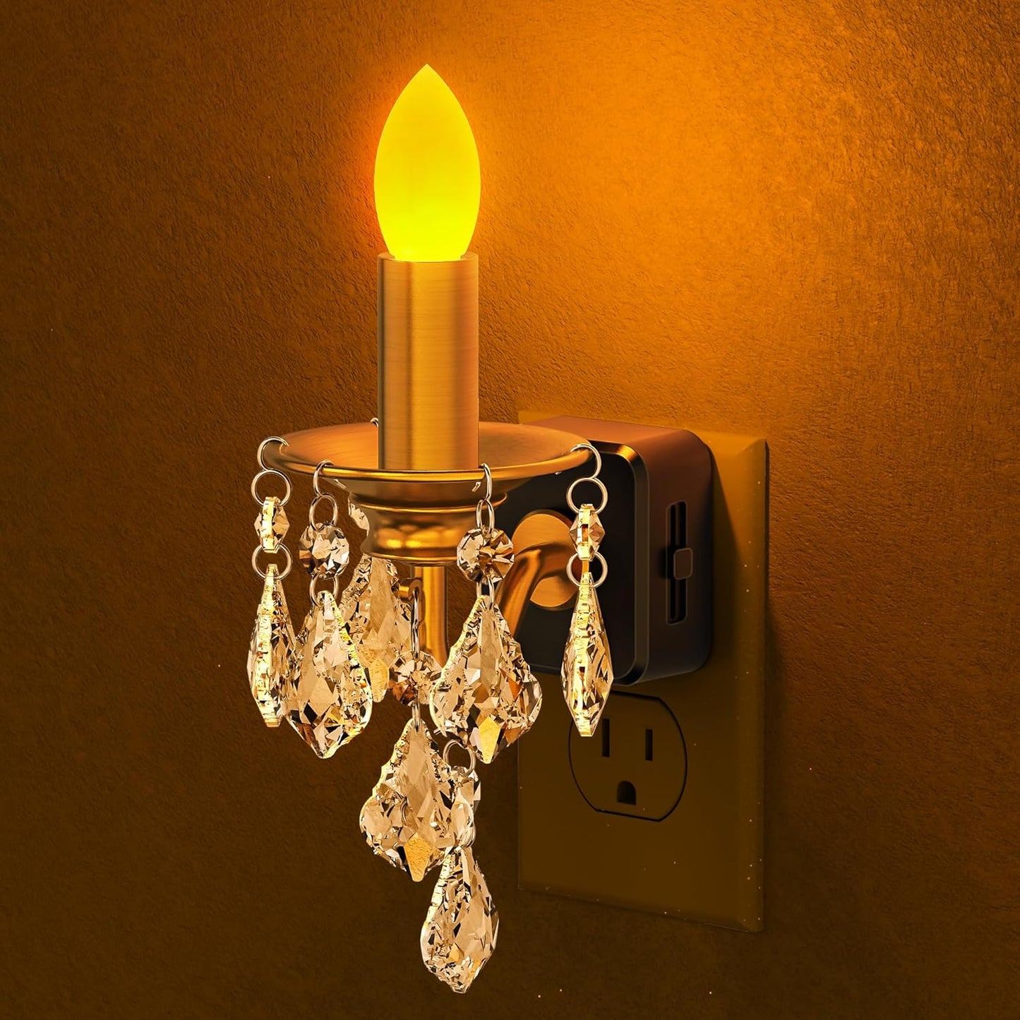 Briignite Flameless Candle Night Light, 2 Pack, Night Lights Plug into Wall, Candle Nightlight with Light Sensor, 0-100LM Dimmable LED Night Light Plug in, 1800K Amber Nightlight for Hallway Bathroom