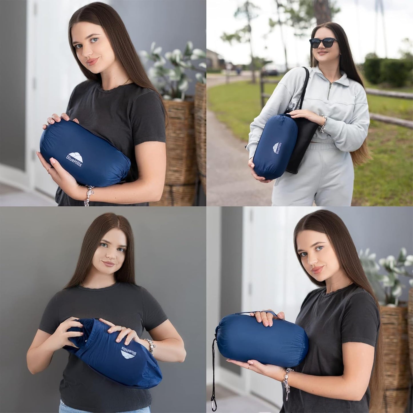 BlueHills Travel Blanket Pillow Compact Lightweight Pocket Size Airplane Traveling Essential Flight Trip Throw in Bag Portable Case Plane Accessory Gray L01