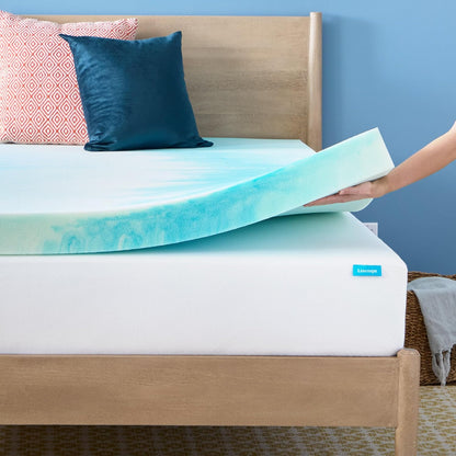 Linenspa Memory Foam Mattress Topper, Queen Size - 2 Inch Gel Infused Memory Foam - Plush Feel - Cooling and Pressure Relieving - CertiPUR Certified