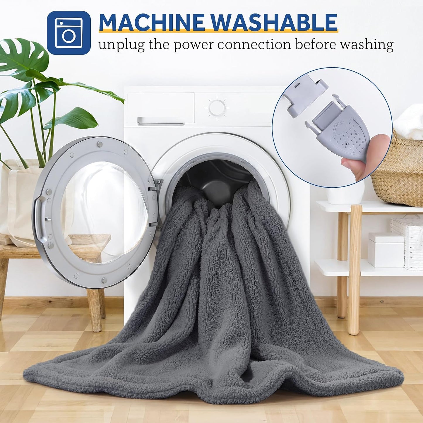 Sealy Electric Blanket Heated Throw 50"x60" Soft Double Sherpa Super Cozy with 6 Fast Heating Levels & 2-10 Hours Auto-Off, Over-Heat Protection, Machine Washable, Charcoal