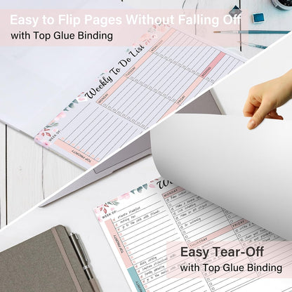 Weekly To Do List Notepad with 52 Undated Sheets（8.5"×11"）- Weekly Desk Planner Pad with Spiral Binding for Women & Man, Office, School and Home Personal Organizer