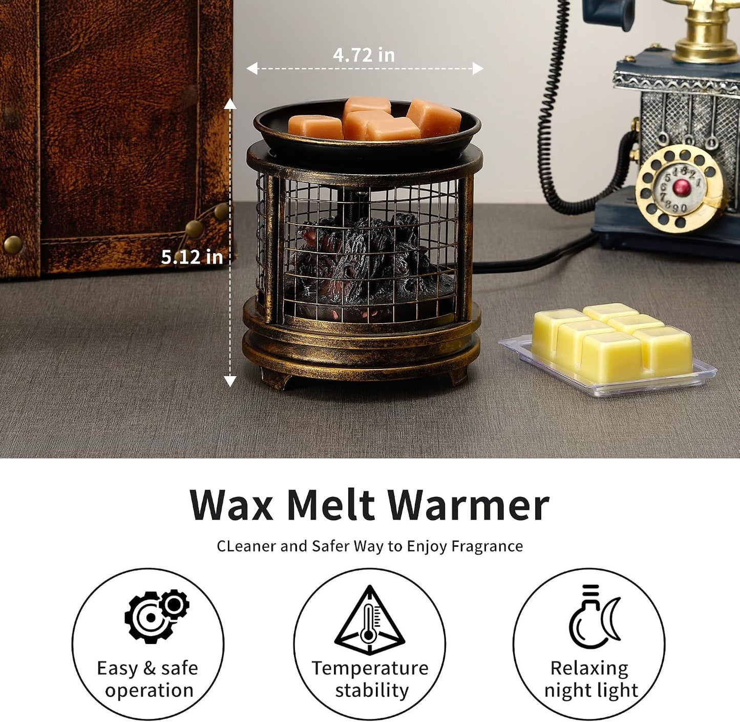 MOAFINA Wax Melt Warmer with Timer,Campfire Wax Warmer,4-in-1 Oil Burner Electric Candle Wax Warmer,Wax Warmer for Scented Wax Melts,Wax Melter Fragrance Warmer for Home Office Bedroom Gifts & Decor