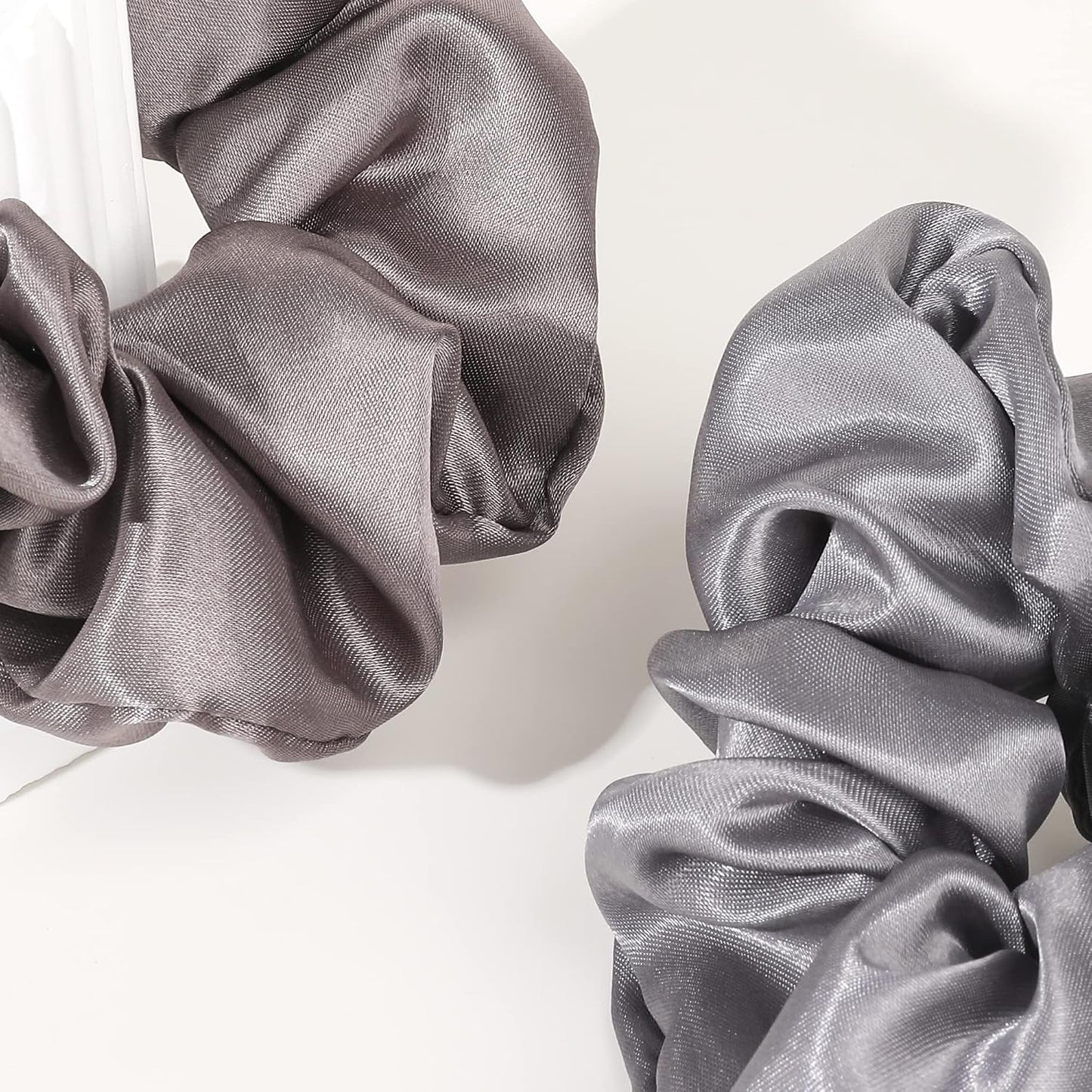 16 Pcs Scrunchies for Women - Black Satin Silk Scrunchies for Girls Hair Ties Elastics Bands Ponytail Holder Hair Accessories