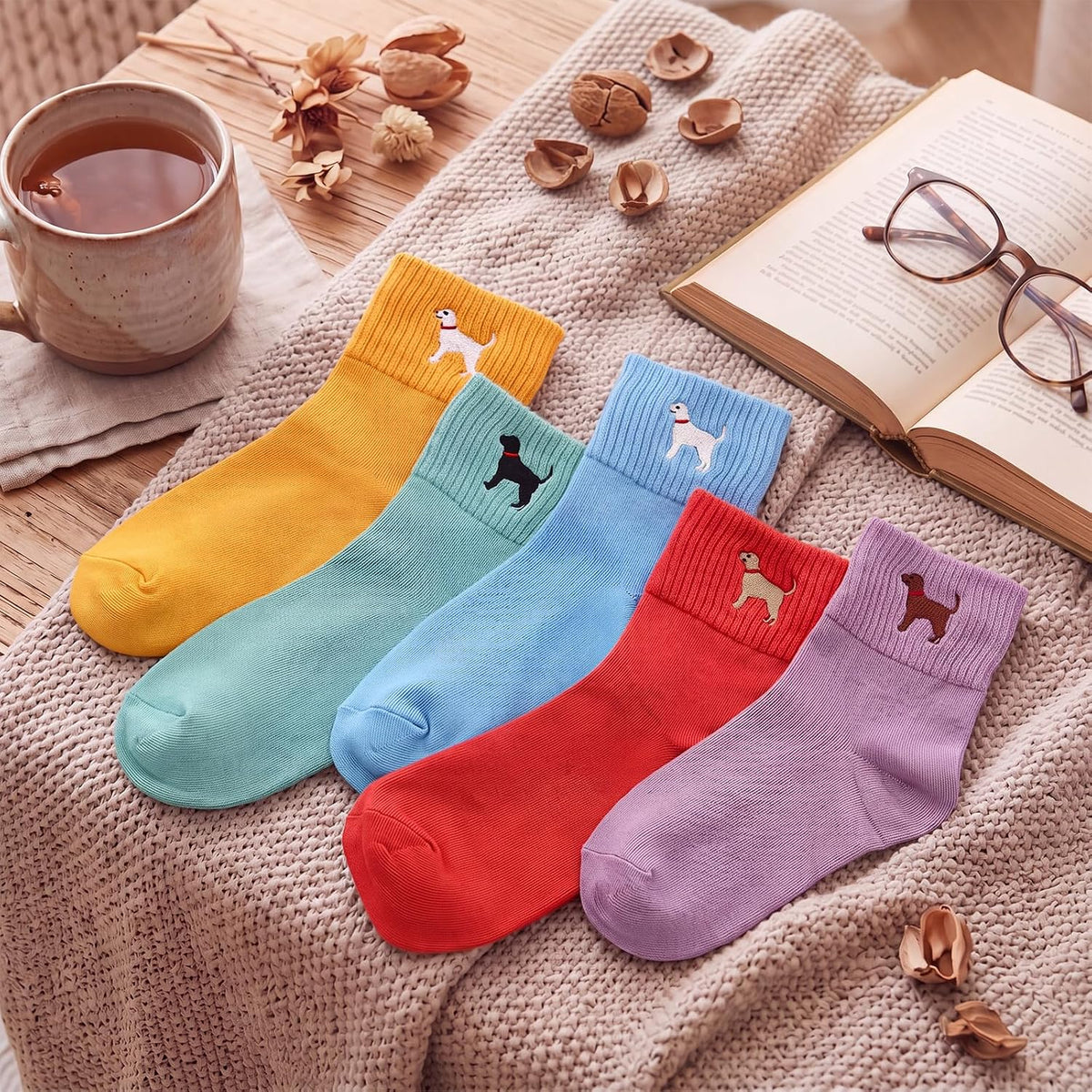 Eurzom 10 Pairs Socks Womens Crew Elastic Ankle Length Cotton Socks Aesthetic Cute Lightweight Low Cut Gifts for Women - Colors B