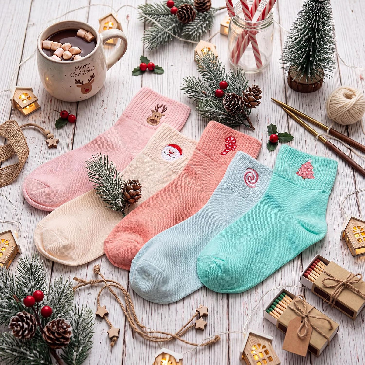 Eurzom 10 Pairs Socks Womens Crew Elastic Ankle Length Cotton Socks Aesthetic Cute Lightweight Low Cut Gifts for Women - Colors B