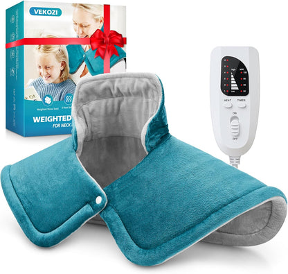 Heating Pad for Neck and Shoulders and Back, Mothers Day Gifts for Mom Wife Grandma, Birthday Gifts for Women, Weighted Neck Heating Pads, Large Heat Pad, 6 Heat Settings 4 Auto-Off, 17"x23" Blue