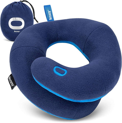 BCOZZY Travel Neck Pillow for Airplane – Patented Double Support for Head, Neck, and Chin. Best for Long Flights, Plane Sleeping, and Car Rides. Adjustable Size. Fully Washable. Carry Bag. Large, Gray