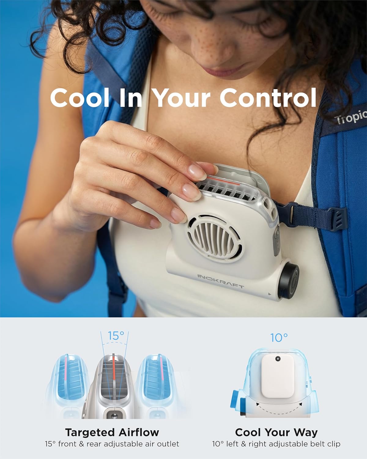 InoKraft Waist Fan with Swappable 4Ah Rechargeable Battery
