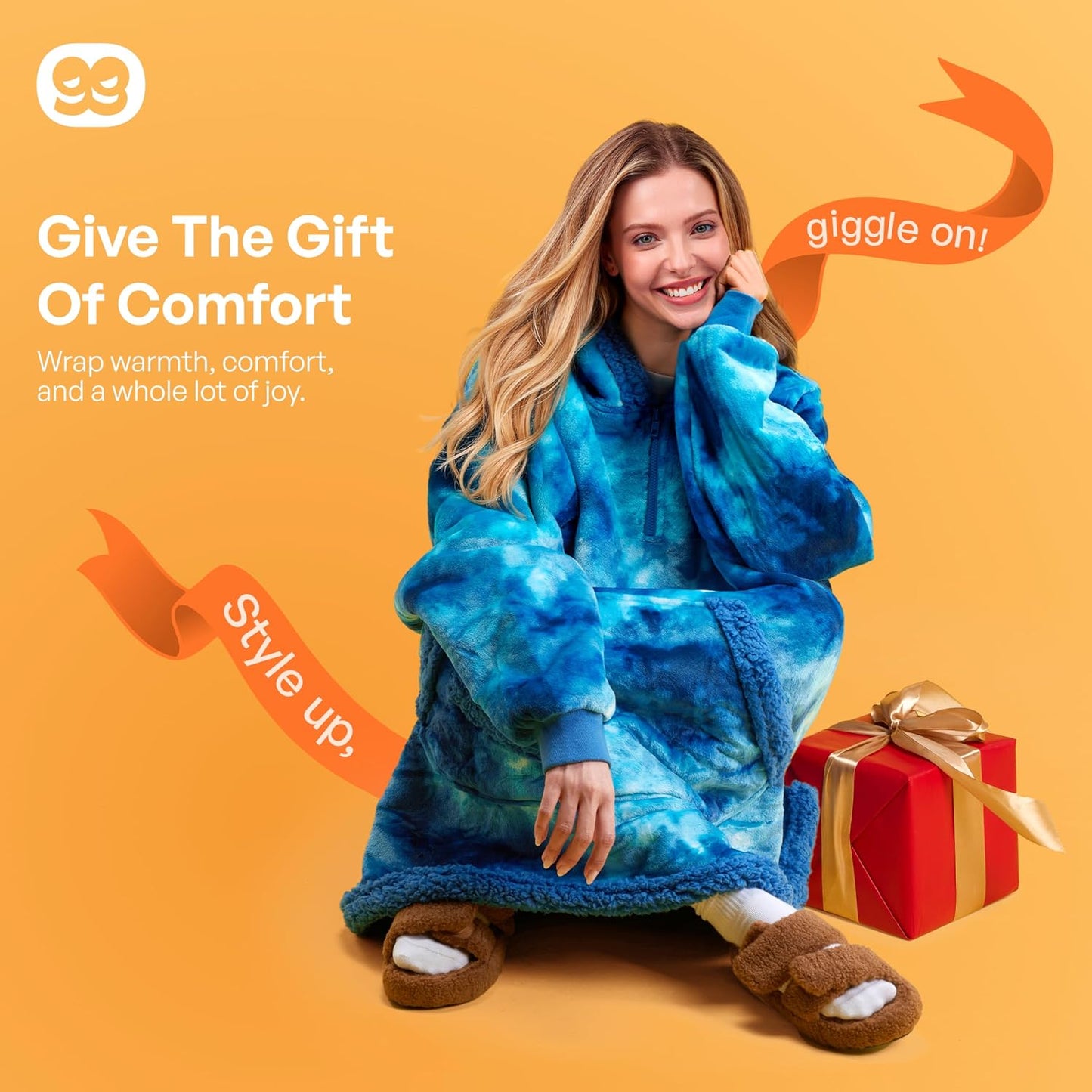 Giggling Getup Wearable Blanket Hoodie for Adults Gifts for Teen Girls Sister Women Sherpa Fleece Printed Hooded Blanket Sweatshirt Warm Cozy with Pocket & Sleeves Beige Cat