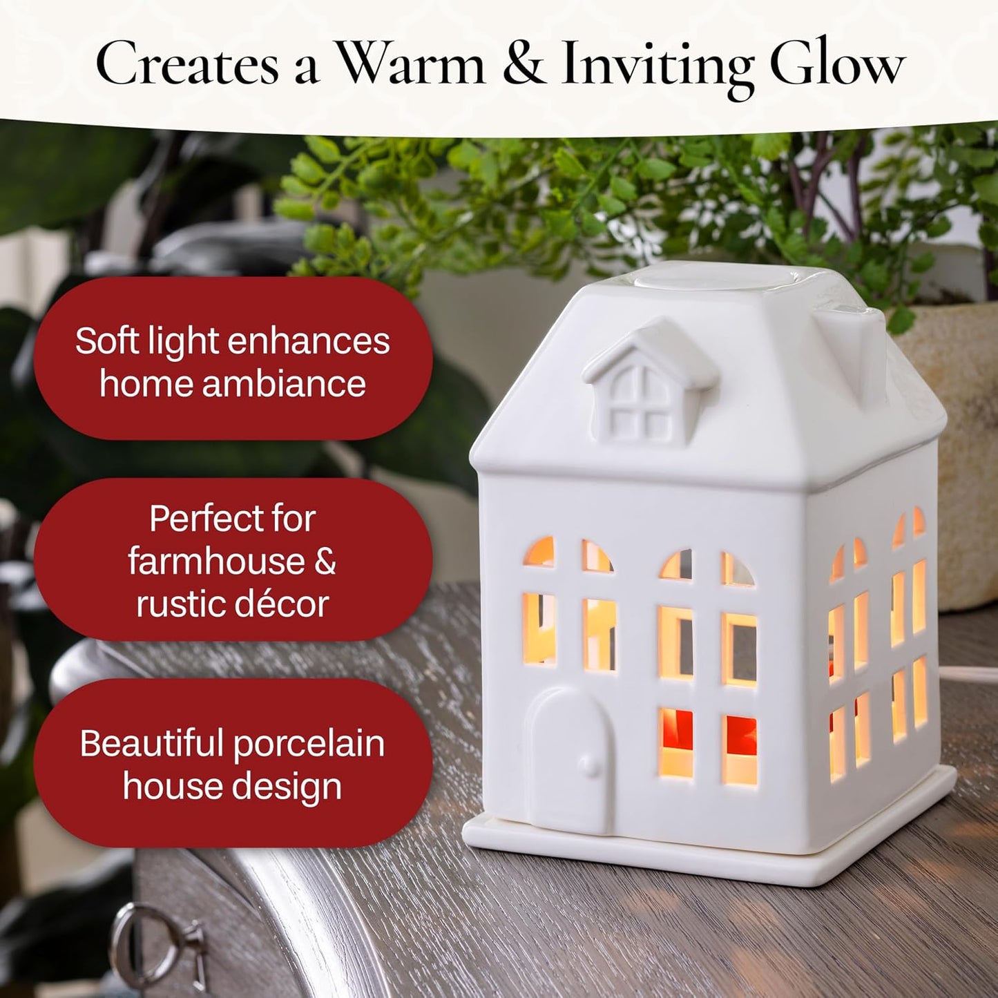 Candle Warmers ETC. Illumination Fragrance Warmer- Light-Up Warmer for Warming Scented Candle Wax Melts and Tarts or to Freshen Room, White Harmony