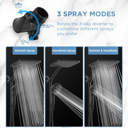 MakeFit Dual Filtered Rain Shower Head Combo, High Pressure Handheld Shower Head with Adjustable Bar - Rainfall Shower Head And Showerhead with Filter for Hard Water - Removes Chlorine