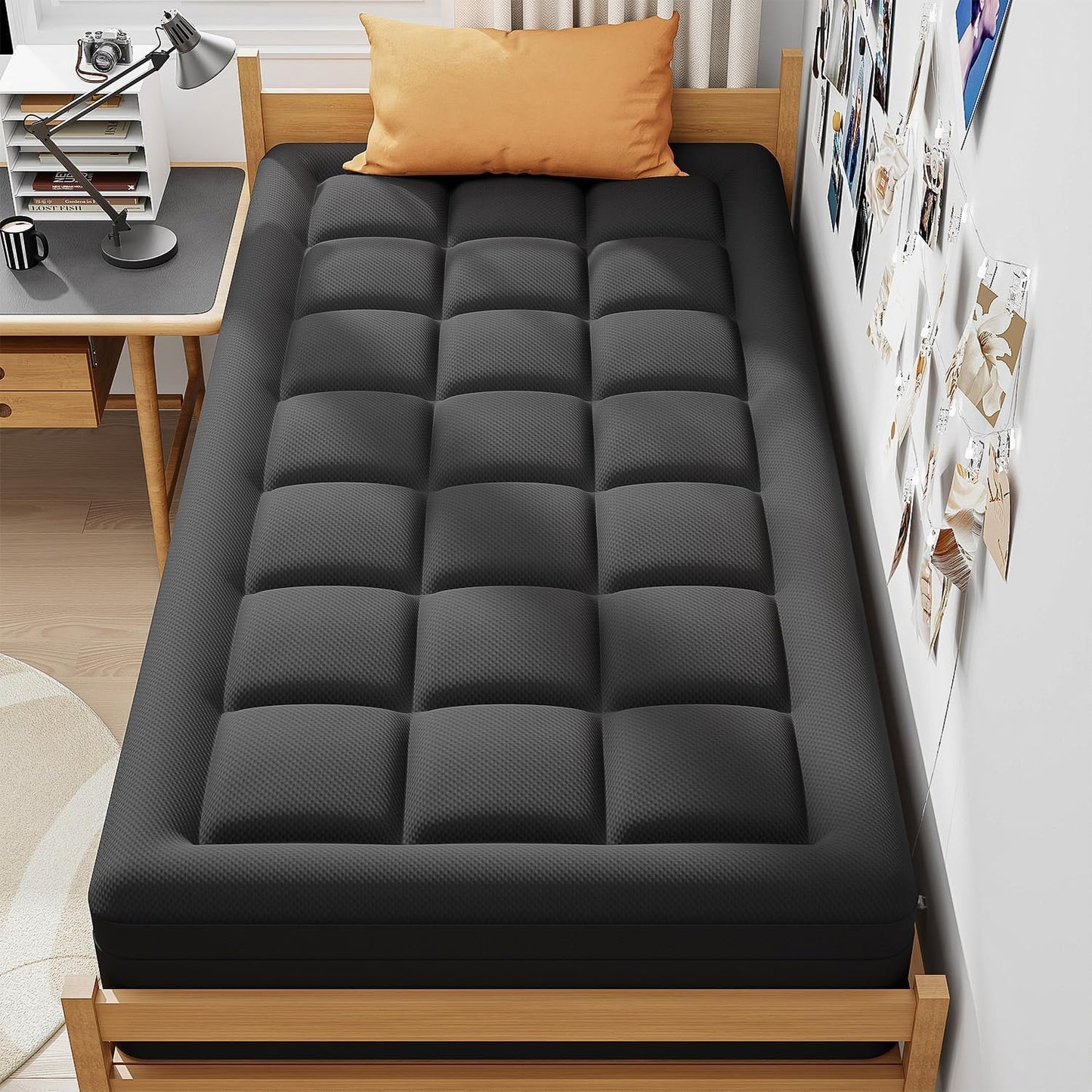 ELEMUSE Twin XL Dorm Dual Layer 3 Inch Memory Foam Mattress Topper for College, Dorm Room Essentials, 2 Inch Cooling Gel Foam and 1 Inch Soft Pillow Top Bed Pad,Back to School Comfortable Support