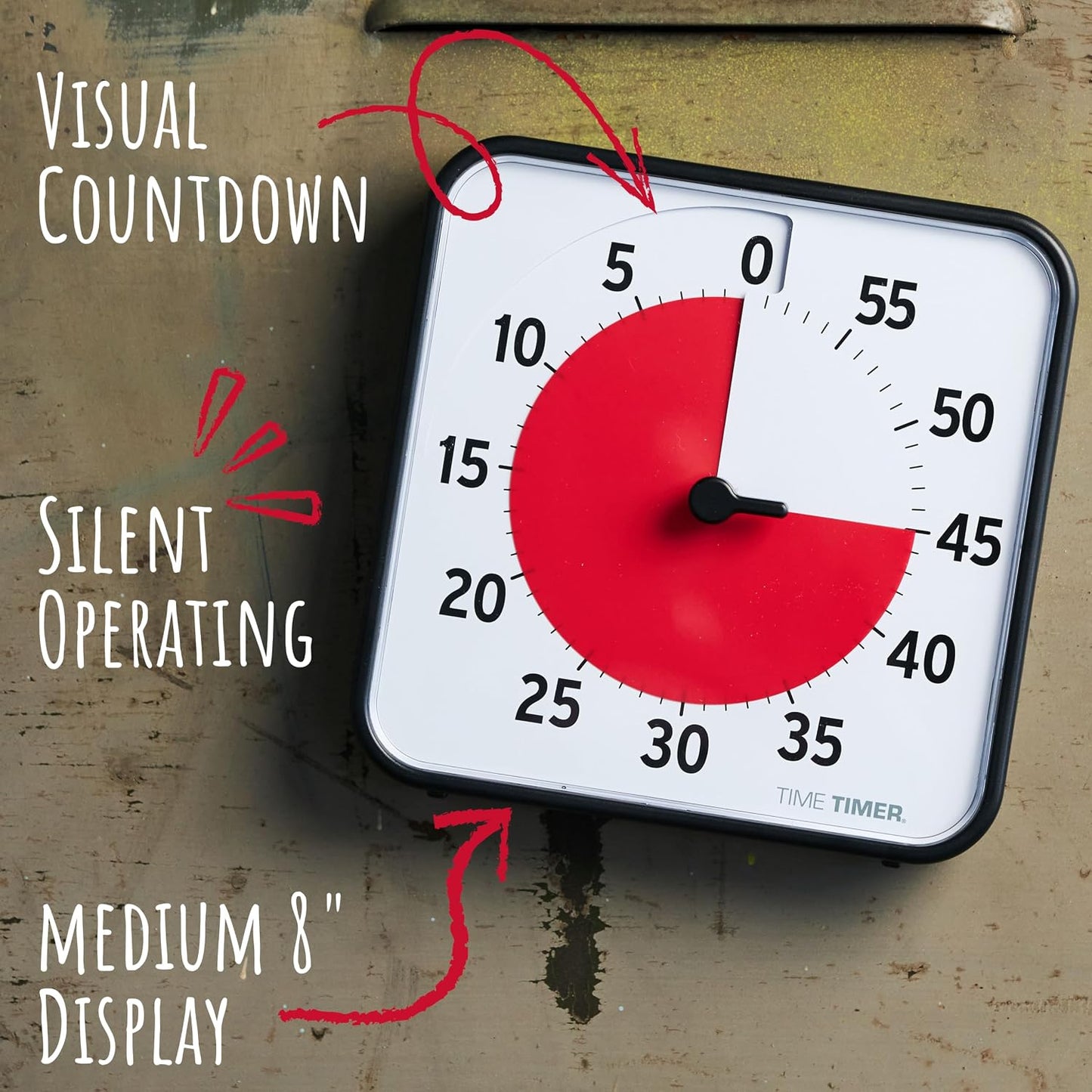 TIME TIMER 12 inch Visual Timer 60 Minute Kids Desk Countdown Clock with Dry Erase Activity Card, Also Magnetic for Classroom, Homeschooling Study Tool, Task Reminder, Home and Kitchen Timer
