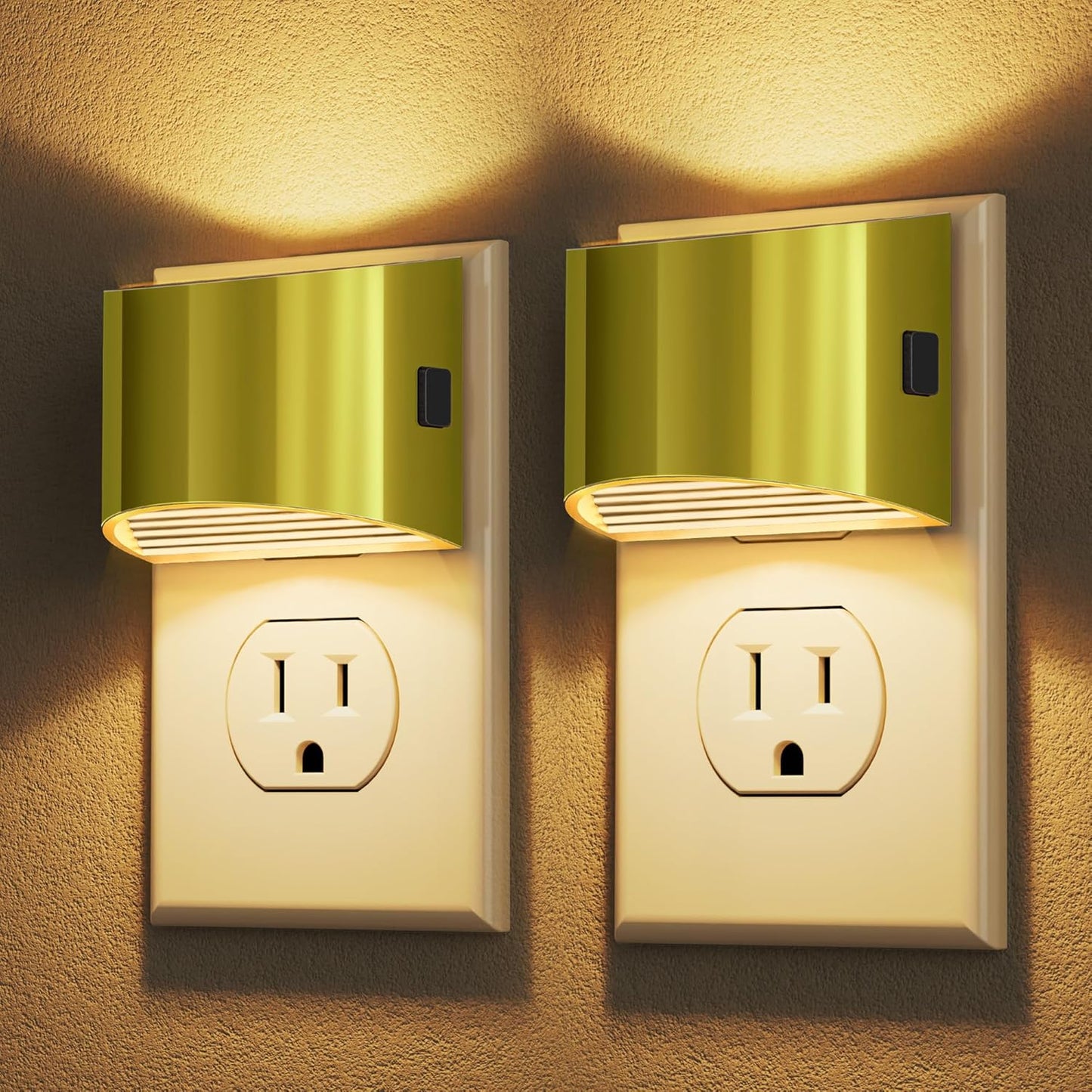 DORESshop LED Night Light[2 Pack], Night Lights Plug into Wall, 3 Level Brightness Adjustable Plug in Night Light, Dusk to Dawn Sensor, Nightlights for Adults, Bedroom, Bathroom, Hallway, Amber