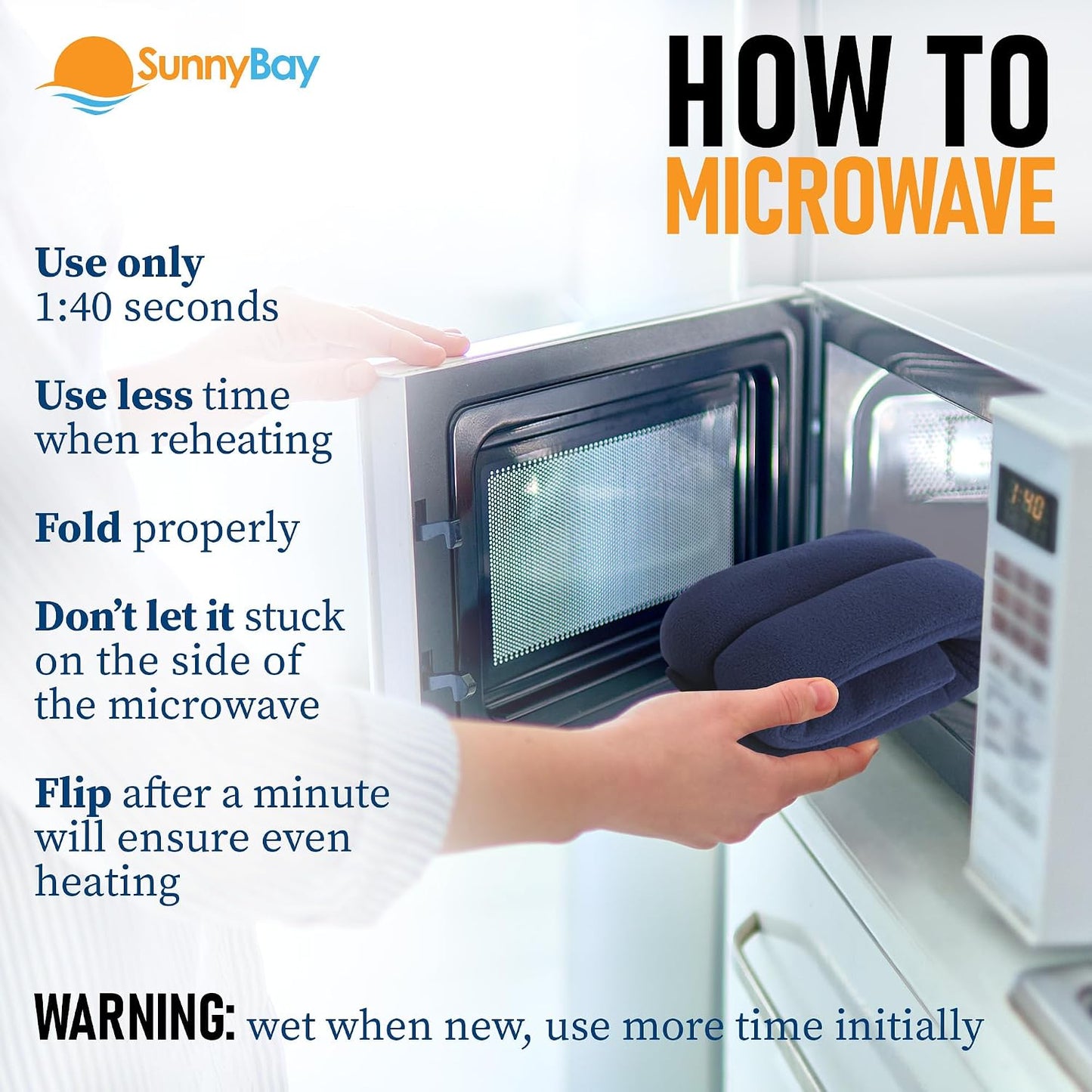 SunnyBay Microwavable Heating Pad for Neck and Shoulder, Heated Neck Wrap, Microwave Heat Pad, Weighted Beanbag Moist Hot or Cold Compress, 2.2 lbs, 26x4 Inches, Navy Blue