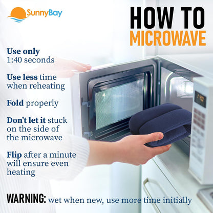 SunnyBay Microwavable Heating Pad for Neck and Shoulder, Heated Neck Wrap, Microwave Heat Pad, Weighted Beanbag Moist Hot or Cold Compress, 2.2 lbs, 26x4 Inches, Navy Blue